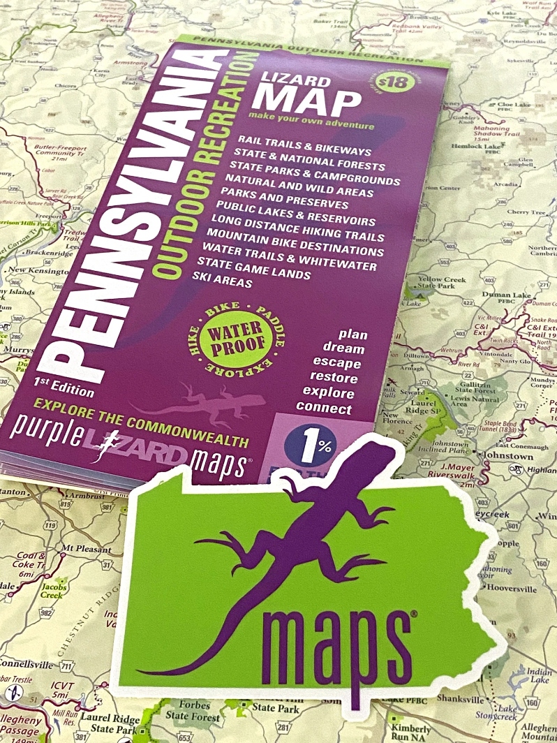 Product Description: As the folks of Purple Lizard Maps say, "The statewide Pennsylvania Map that every outdoor enthusiast has dreamed of has arrived."</br></br>Featuring</br>114 Rail Trails and Bikeways</br>30 Long Distance Hiking Trails</br>124 State Parks</br>20 State Forests</br>53 Mountain Bike Destinations</br>17 Water Trails and Whitewater Destinations</br>20 Ski Areas</br></br>Discover the beauty of Pennsylvania's great outdoors with the all-new PA Statewide Outdoor Recreation Map from Purple Lizard!</br></br>This map is curated especially for outdoor enthusiasts and highlights the vast array of public land resources managed by Pennsylvania State and National Forests, Recreation Areas, Wild and Natural Areas, State Game Lands, and public lakes managed by the Pennsylvania Fish and Boat Commission and Army Corps of Engineers.</br></br>This map is thefirst of its kind for Pennsylvania: a big-picture planning tool that showcases the extraordinary wealth of Pennsylvania outdoor recreation assets.With a scale of1 inch = 7 milesthis mapprovides aperspectiveof the state that will inspire countless adventures.Designed to withstand the rigors of your travels, all Lizard Maps are 24 x 36 inches, printed on both sides on a durable,waterproof material, ensuring they can handle whatever Mother Nature throws your way."</br></br>PPFF is proud to be a sponsor of the map!</br> Purple Lizard PA Outdoor Recreation Map