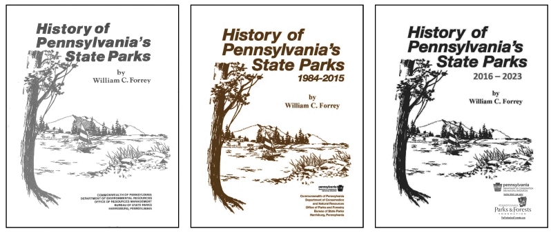 Product Description: Are you interested in a comprehensive history of Pennsylvania's state parks system? From someone who was there? Then William C. Forrey's 1984 book covering the period from the system's inception until 1983, the second volume covering the period from 1984 through 2015, and the final book covering from 2016 through 2023are just the ticket!</br></br>Bill's distinguished career with the Bureau of State Parks culminated in his service asthe Director of the Bureau of State Parks under M.K. "Doc" Goddard so he was certainly in a unique position to recall how our current system was shaped and created.</br></br>DO NOT try to add these books to your shopping cart; they aren't here! Instead, visit the website for Pennsylvania's Conservation Heritage (PAConservationHeritage.org) and download your FREE copies. While you're there, enjoy the stories of our conservation legacy including a brief bio of Bill Forrey and other heroes of Pennsylvania's conservation heritage.</br> History of Pennsylvania's State Parks
