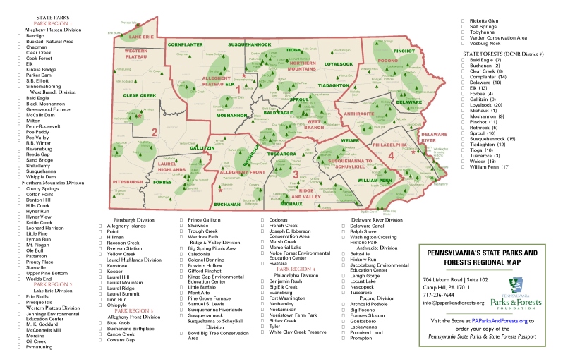 Product Description: The Foundation offers several free guides and booklets for download on the PPFF website. All are in .pdf form and can be downloaded and printed from the comfort of your own home.</br></br>Visit the Publications page (found under About Us). There you'll find:</br></br>Pennsylvania Happy Places– Giving Tuesday 2018</br>Happiness Over a Flame: Easy Recipes for the Trail, Camp, or River</br>Recipes to Warm Your Tummyon a Cold Day</br>TheTake Five Top Five: Parks and Forests in Lists and Pictures</br>CinquainPoetry and Photographs</br></br>Also check out the regional Pocket Guides (under the Pocket Guides dropdown).</br></br>And visit often - you never know when we might add something new! Including, updated in 2025, a list and map of the parks and forests divided into DCNR-designated park regions</br> Freebies for Download