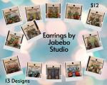Product Description: Earrings from cereal boxes? Creative and cute, each pair of earrings features a mismatch on surgical steel hangars.</br> Jabebo Studio Earrings